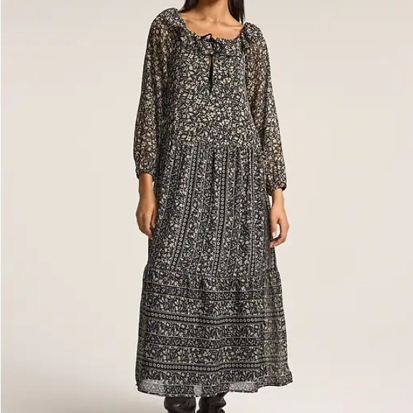 Floral Black and Cream Women's Dress - Picture 3 of 4